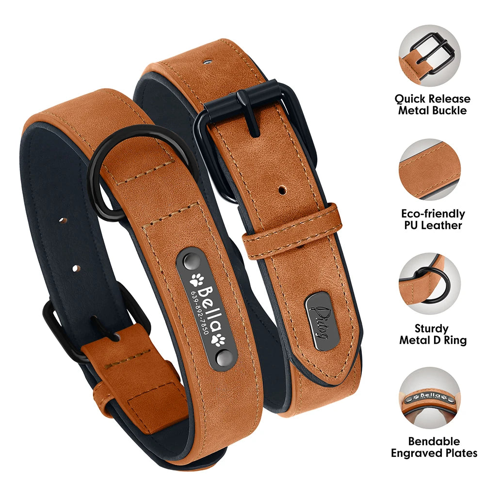 Custom Engraved Leather Dog Collar